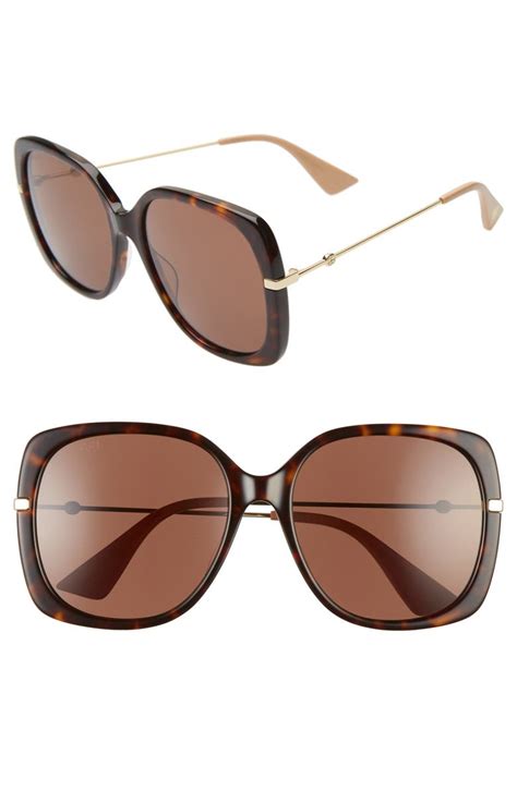 gucci 57mm square sunglasses havana.